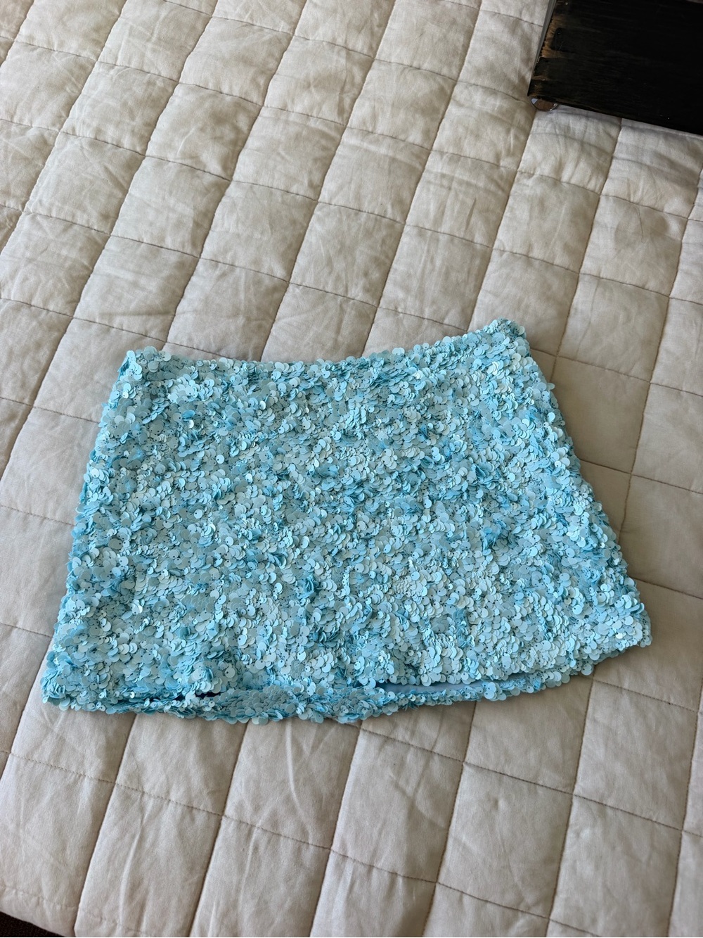 Sequin Mini Skirt in Light Blue